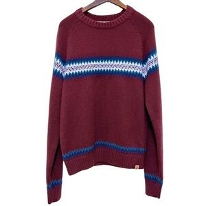 Men’s Medium Tokyo Laundry Knit Grandpa Sweater | Maroon, Blue & White | GUC